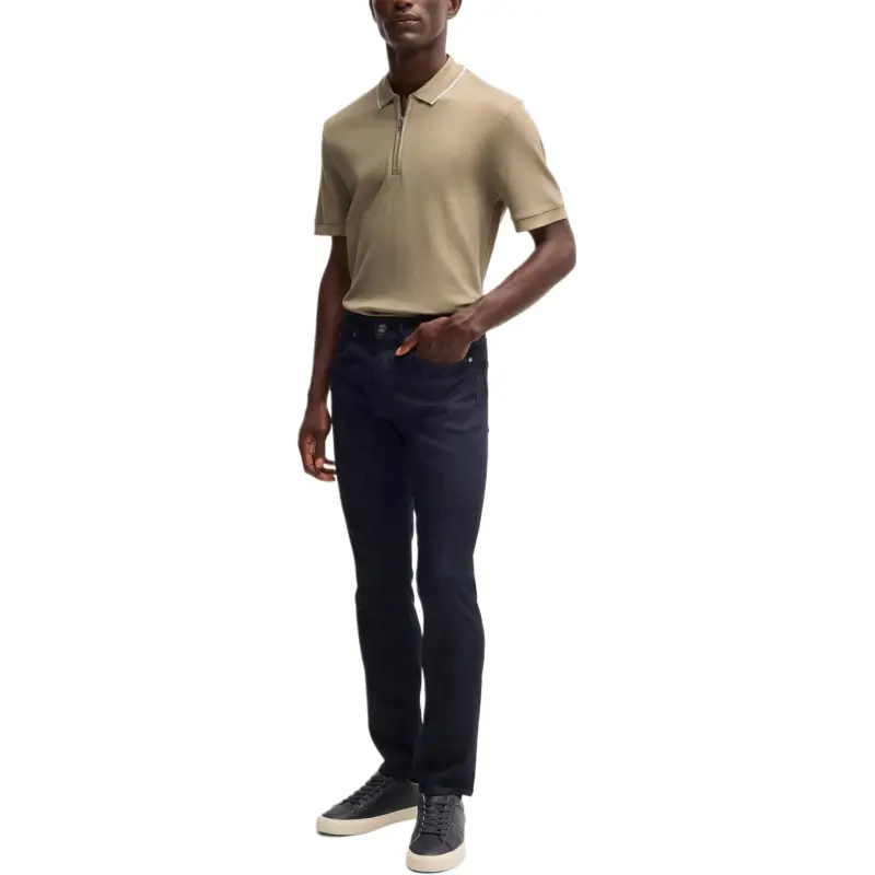 HUGO BOSS Structured Zip Placket Polo Shirt-1