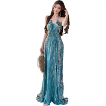 KAISER Slip Dress Women's Blue Green