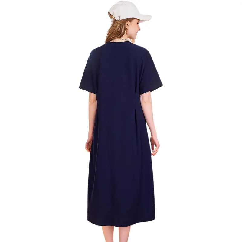 MUGUOGUOMU Spring Summer Short Sleeved Dresses Cinched Waist Women's-3