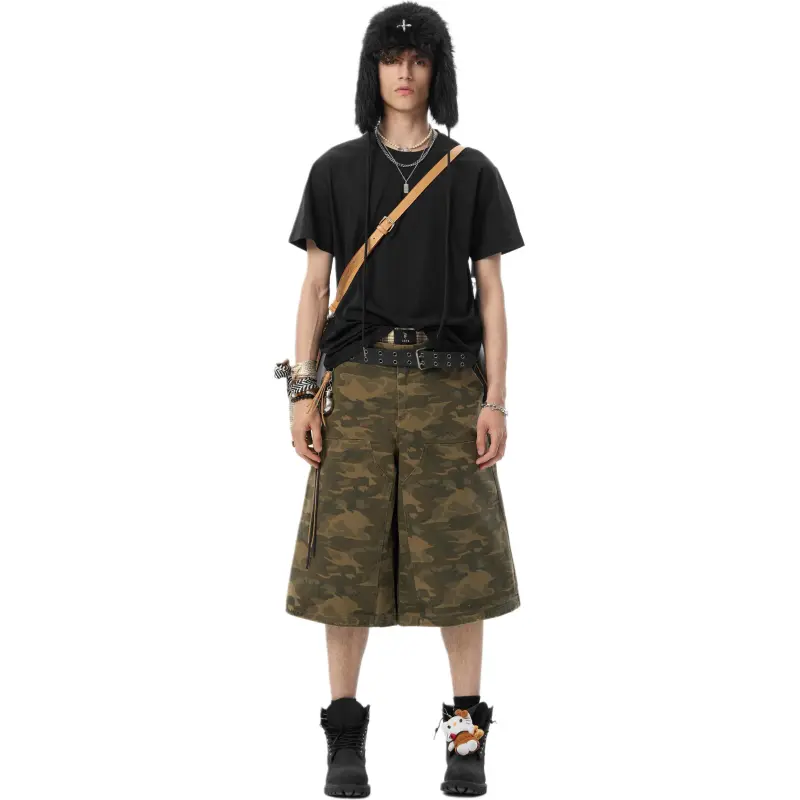 JHYQ Cargo Shorts Unisex Army Green Camouflage-2