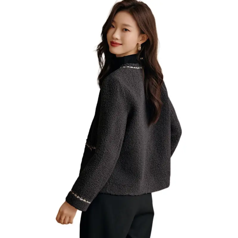Mo Han Yi Mei Velvet feel Coat Women's Medium Gray-2