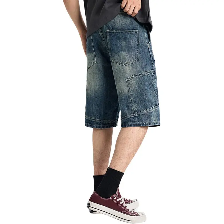 Dme Denim Shorts Unisex Elegant Broad Blue-1