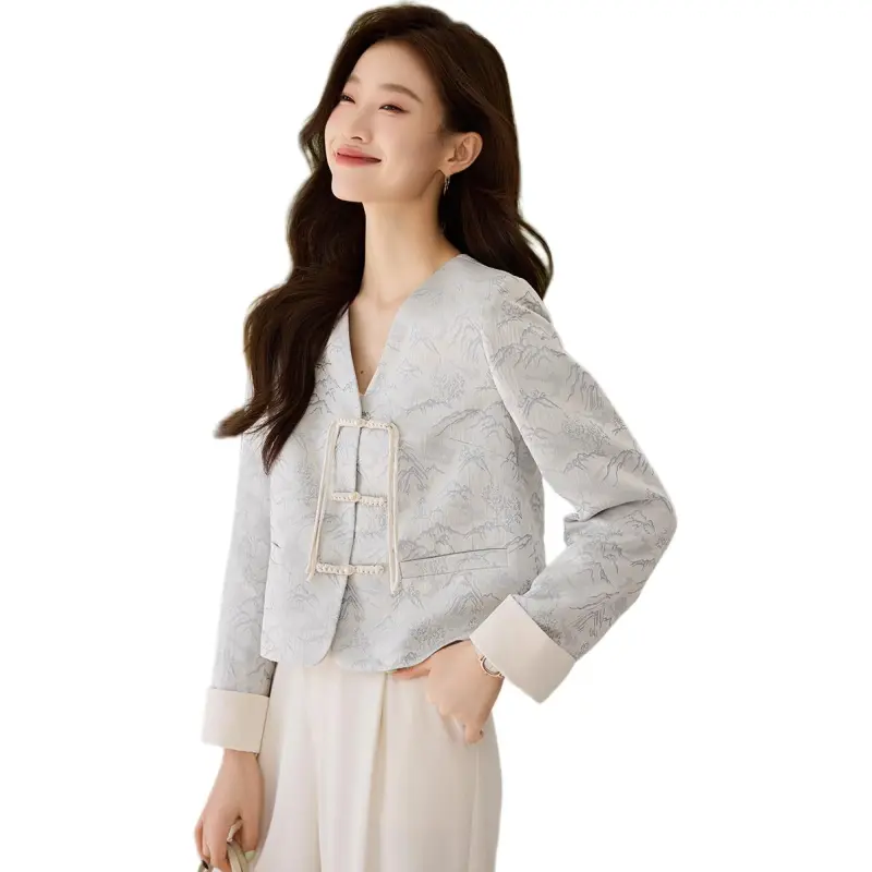 Mo Han Yi Mei Jackets Coats Women's Light Blue-6