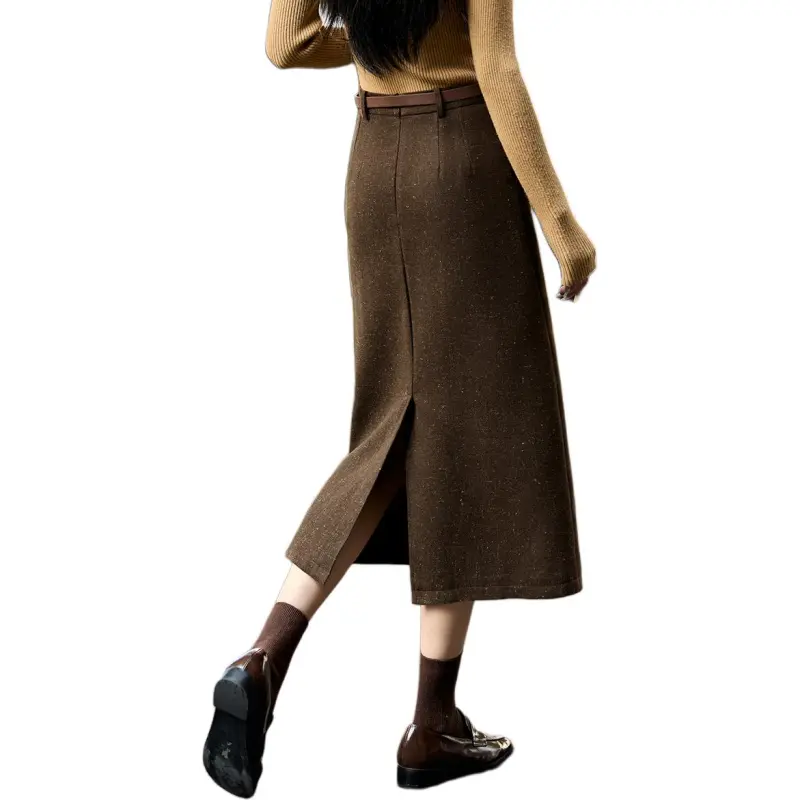 Mo Han Yi Mei Casual Long Skirts Women's Coffee-7