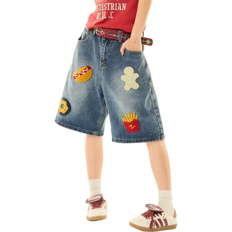 TESTUNG Classic Denim Shorts Unisex Dark Blue Tone-33