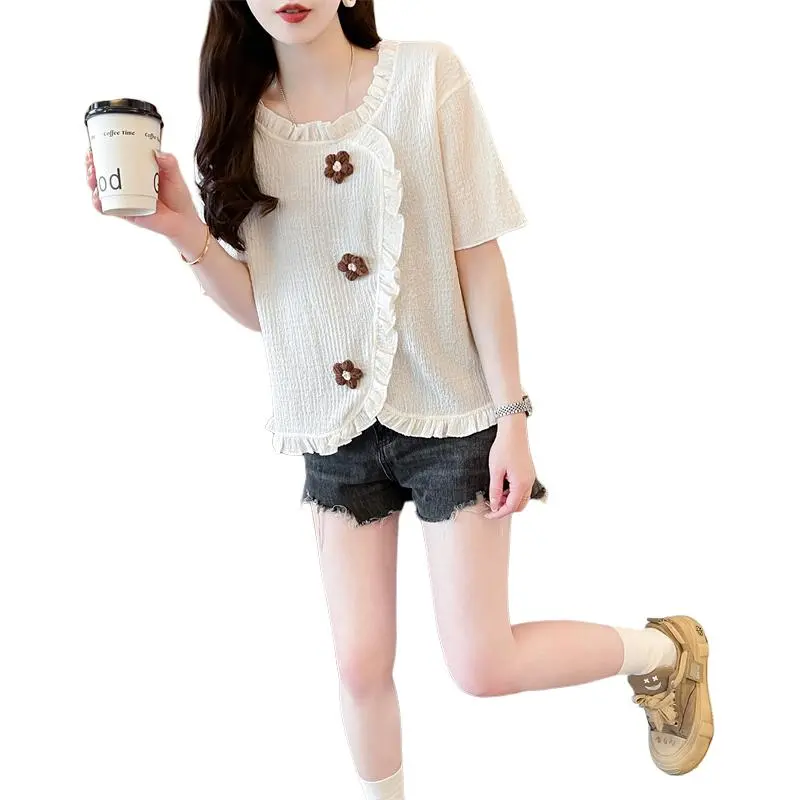 Mu Xiao Xin Drop Shoulder Sleeve T Shirt Women's-2