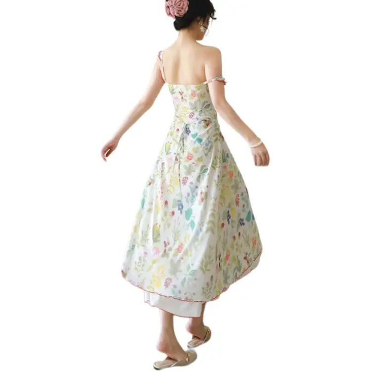 Mu Xiao Xin Slip Dresses Women's Floral-1