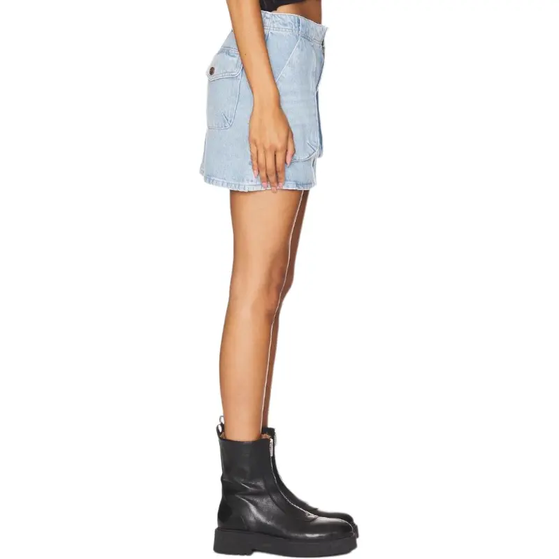 MOTHER The Accordion Fun Dip Mini Denim Skirt-2