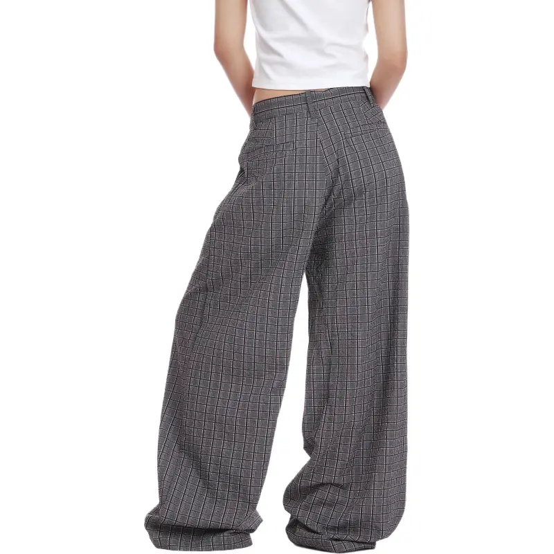 VINMUK Suit Trousers Unisex Gray Plaid-2