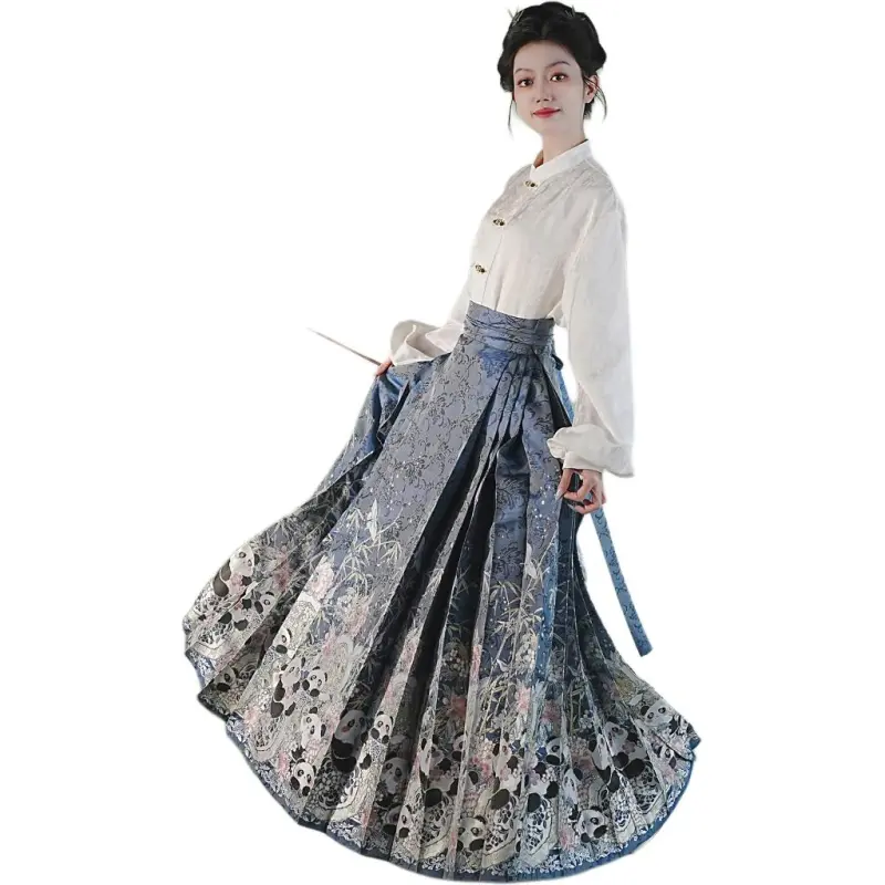 XINGHEHANGE Cute Bear Cat Everyday Hanfu Casual Long Skirt Women's-4