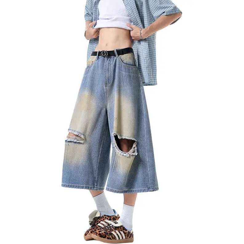 ROSECREED Denim Shorts Unisex Blue-2