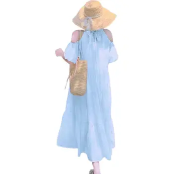 PLAY BUSH Short Sleeved Dresses Women's Light Blue