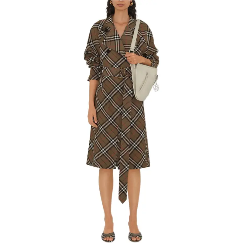 Burberry SS25 Long Sleeved Dress Women's Shrub Color-1