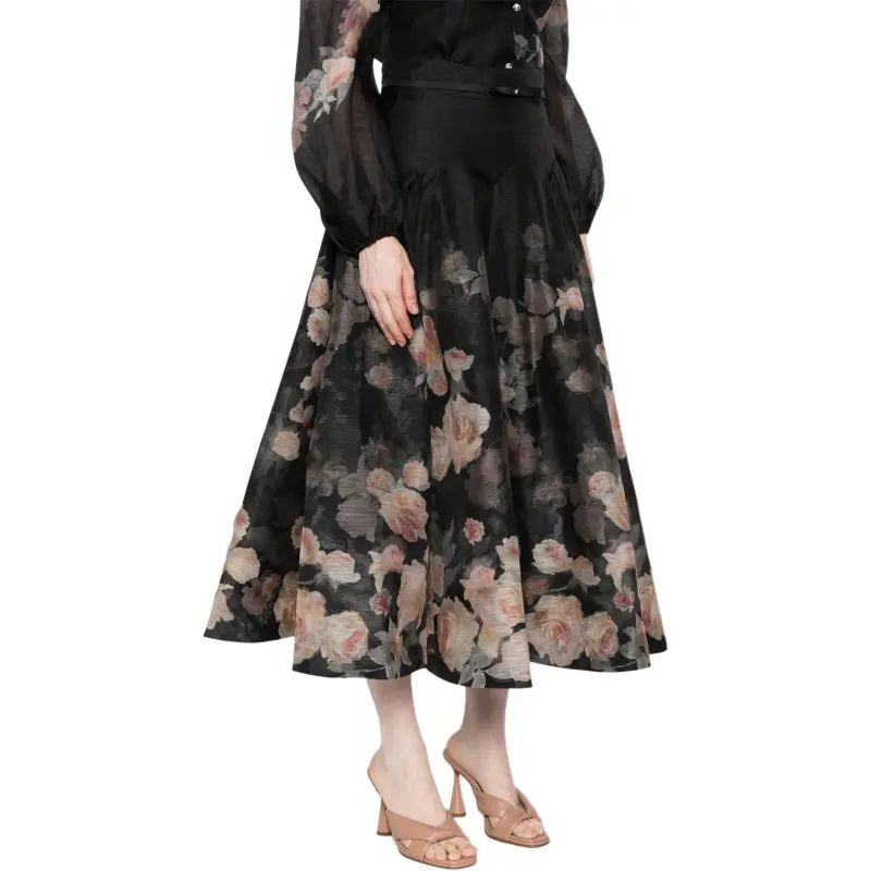Zimmermann Crush Flared Midi Skirt-4