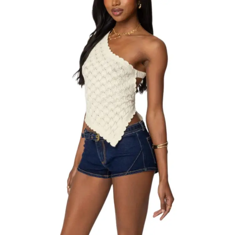 Edikted Codi Backless Asymmetric Knit Top Tank Top Women's-3