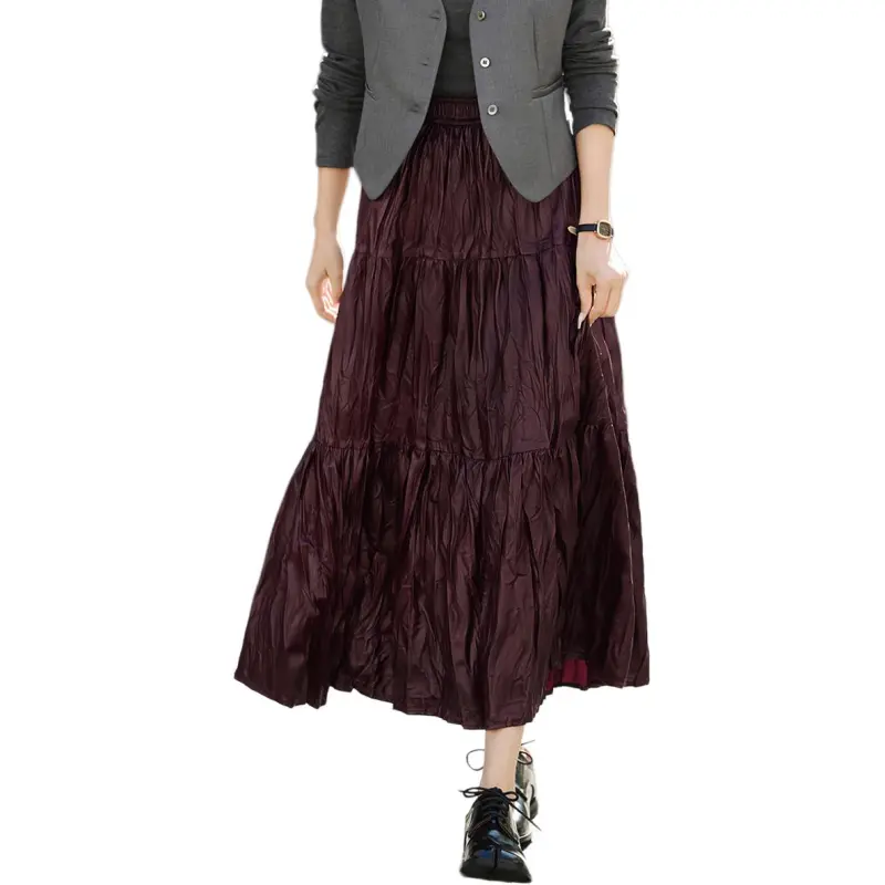 Mo Han Yi Mei New Year Casual Long Skirt Women's Ancora Red-2