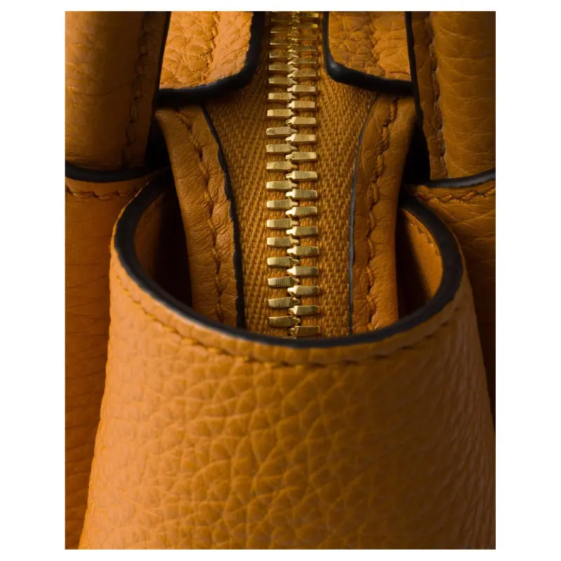 PRADA Vitello Dino Cow Leather One Shoulder Handbags Mini Women's Amber-5