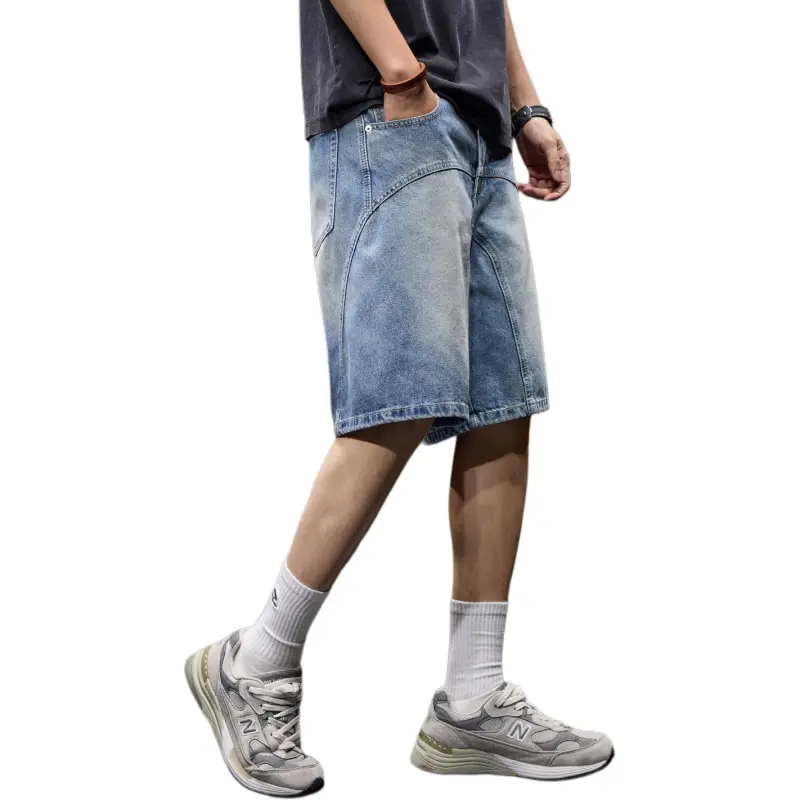 BUYDAUL Denim Shorts Men Blue-2