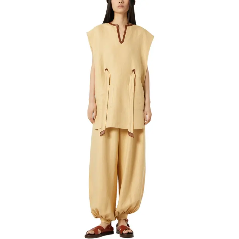 Loro Piana SS25 Sleeveless Dress Women's Golden Sand Beach-2