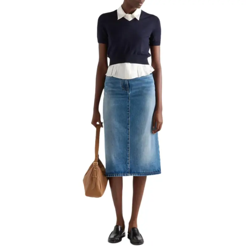 PRADA Denim Long Skirt Women's Blue-1