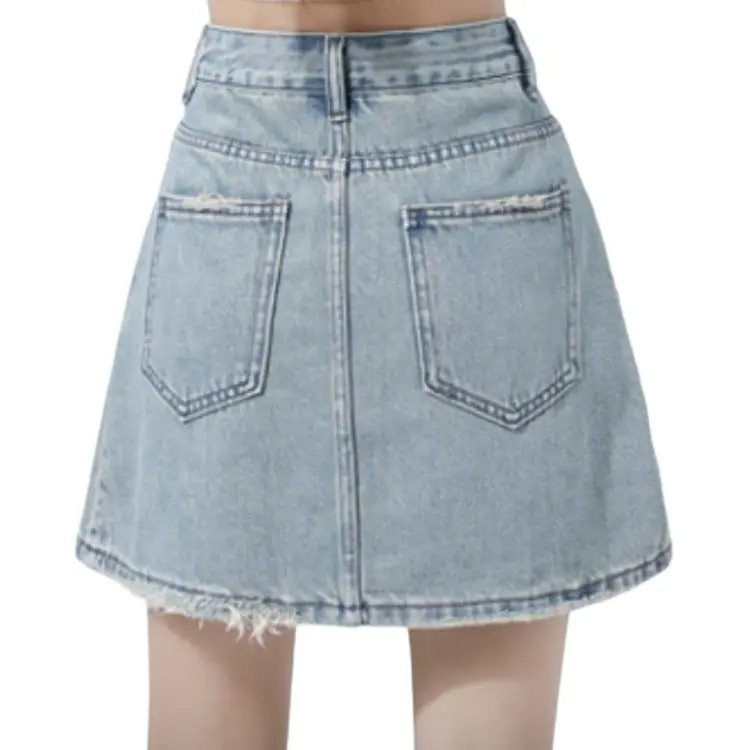 HELEH Denim Short Skirts Women's Light Blue-3