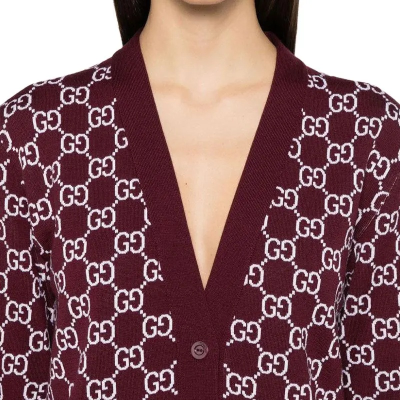 GUCCI Reversible Gg Jacquard Button Up Cardigan-4
