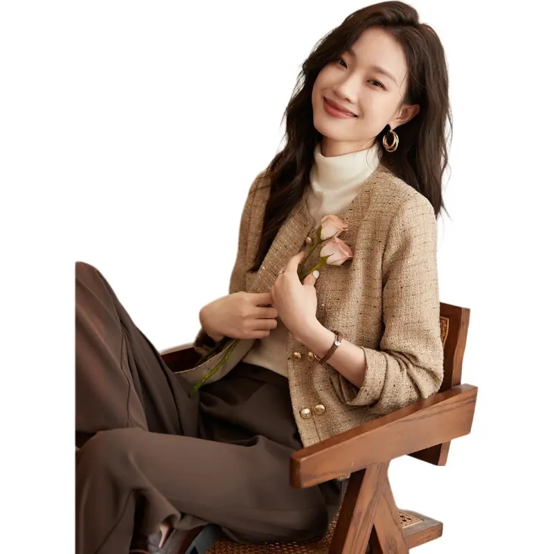 Mo Han Yi Mei Jackets Coats Women's Khaki-5