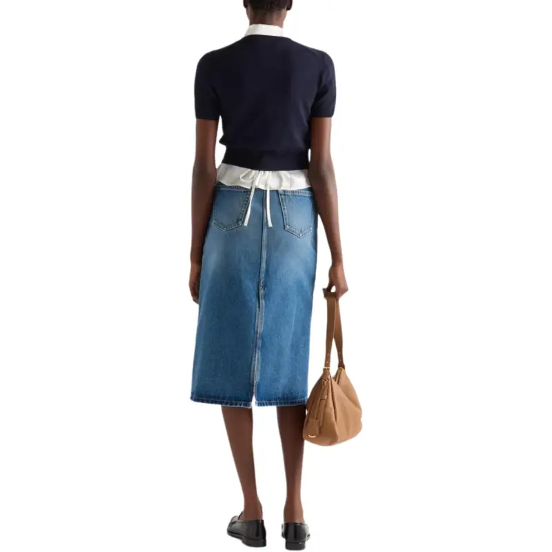 PRADA Denim Long Skirt Women's Blue-2