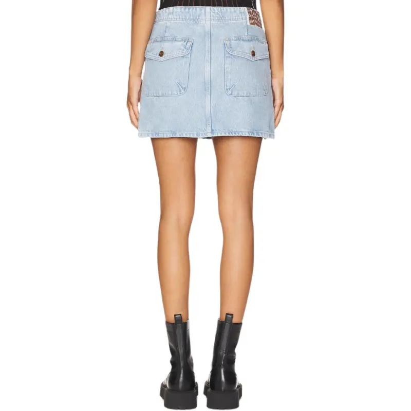 MOTHER The Accordion Fun Dip Mini Denim Skirt-1