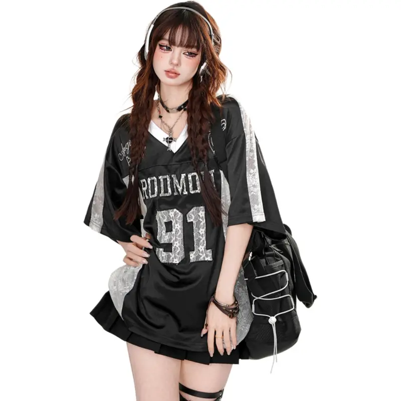 LESS BEARS Drop Shoulder Sleeve T Shirt Women's-7
