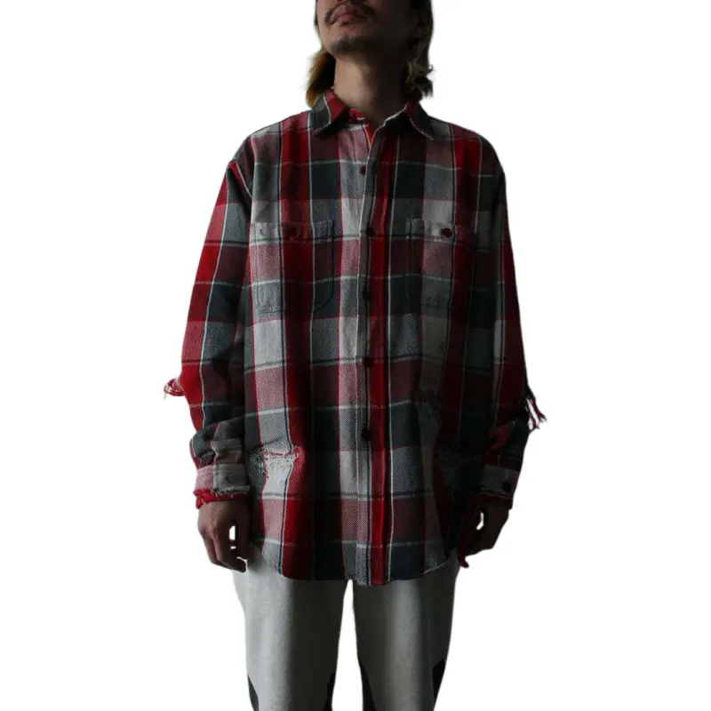 Bowwow SS25 【C30 5th ANNIVERSARY ITEM】5th ANNIV. REPAIR AGEING FLANNEL Shirt Unisex-2