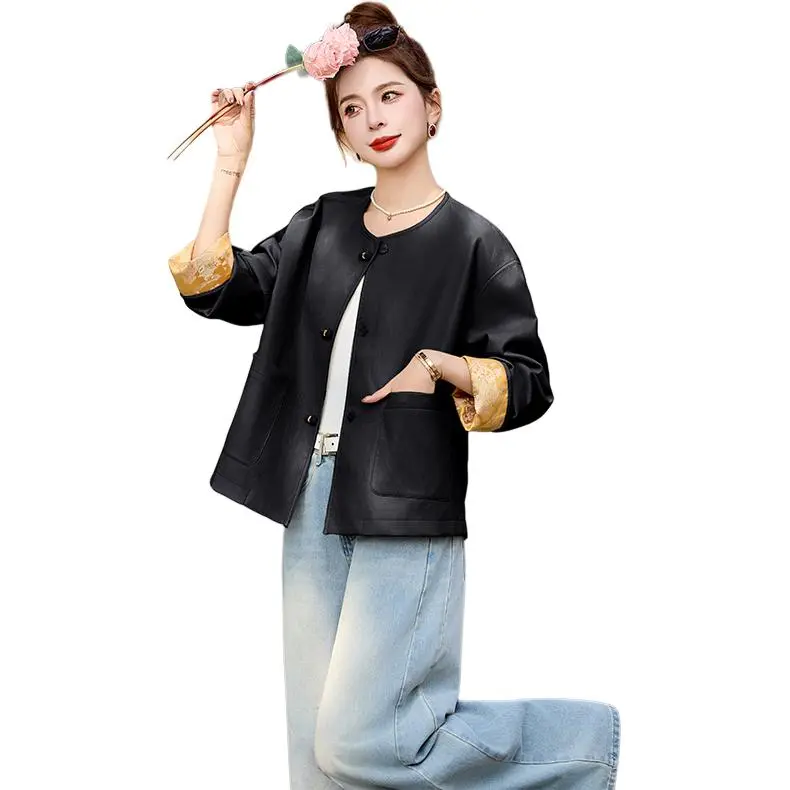 Yi Mengyuan Leather Jacket Women's-3