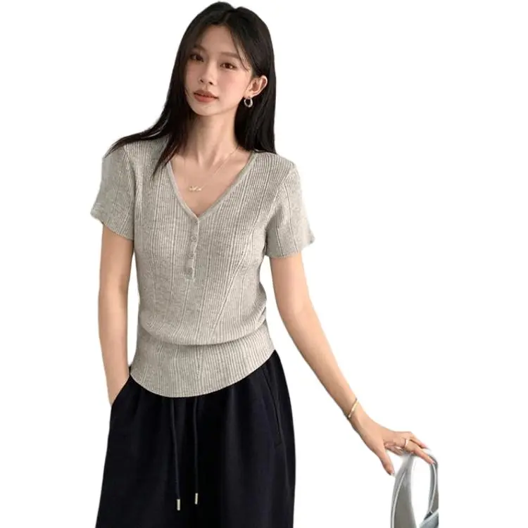 Mu Xiao Xin T Shirts Women's Light Heather Gray-1