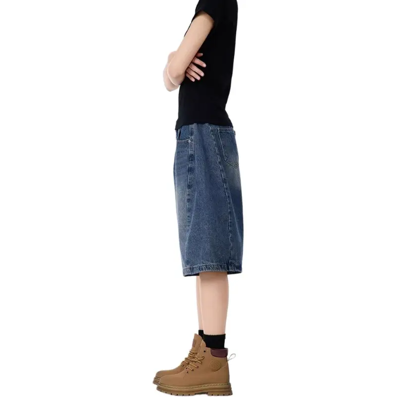 DAFK Denim Shorts Men Vintage Blue -2