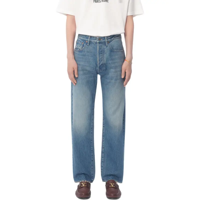 Valentino Logo Patch Straight Leg Jeans-1