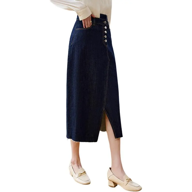 She Enjoys Casual Long Skirts Women's Blue-4