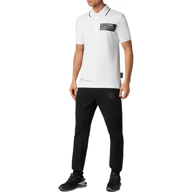 PLEIN SPORT Logo print Piqué Polo Shirt-3