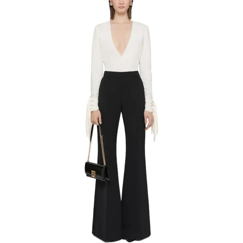 Givenchy V Neck Ruffled Blouse-1