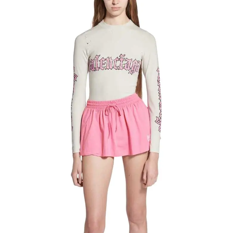 Balenciaga FW25 T Shirt Women's Distressed White Regular Fit-2