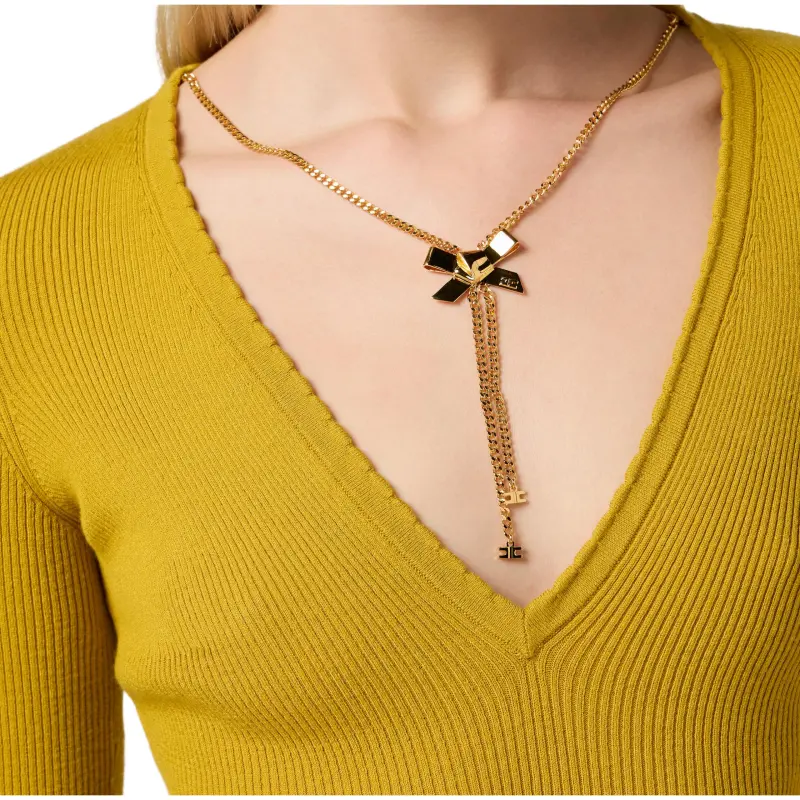 Elisabetta Franchi Necklace detail Ribbed Top-4