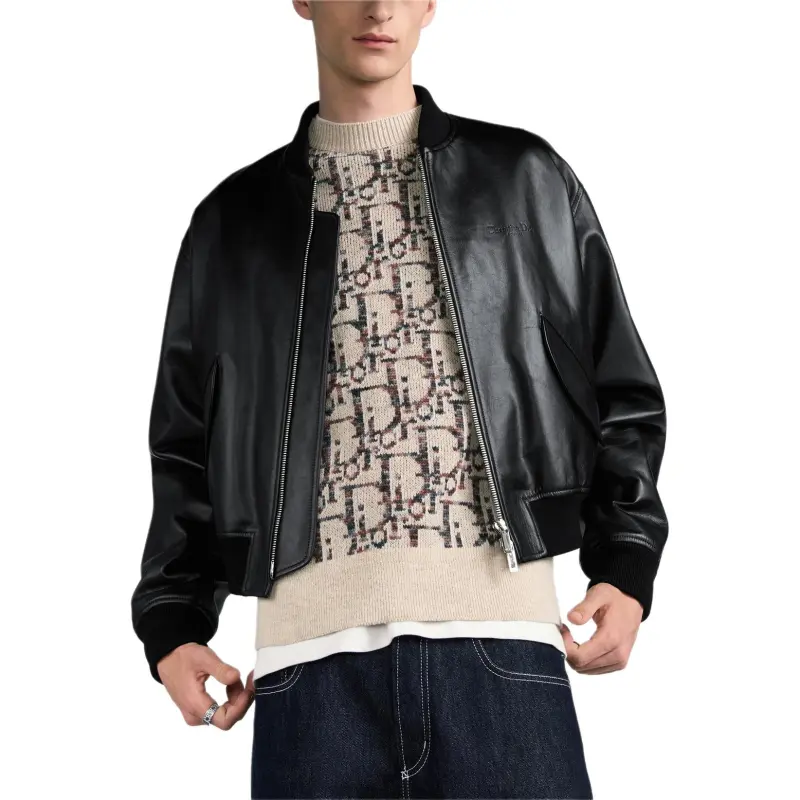 DIOR SS25 Leather Jacket Men's Black-4