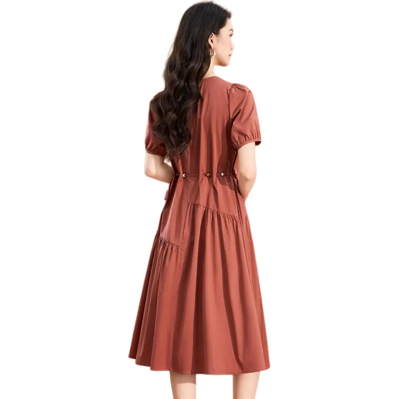 Mylan Summer Short Sleeved Dress Cinched Waist Women's-1