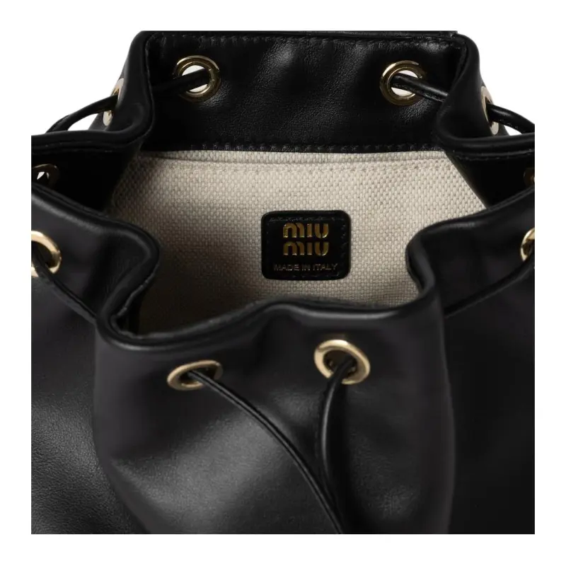 MIU MIU Calfskin Backpack Unisex Black-4