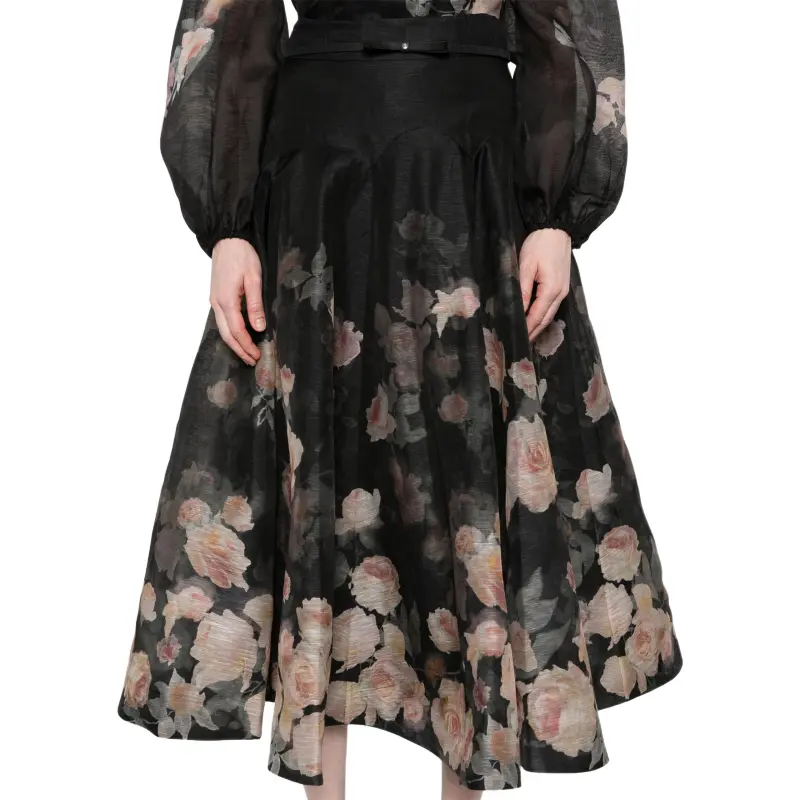 Zimmermann Crush Flared Midi Skirt-2