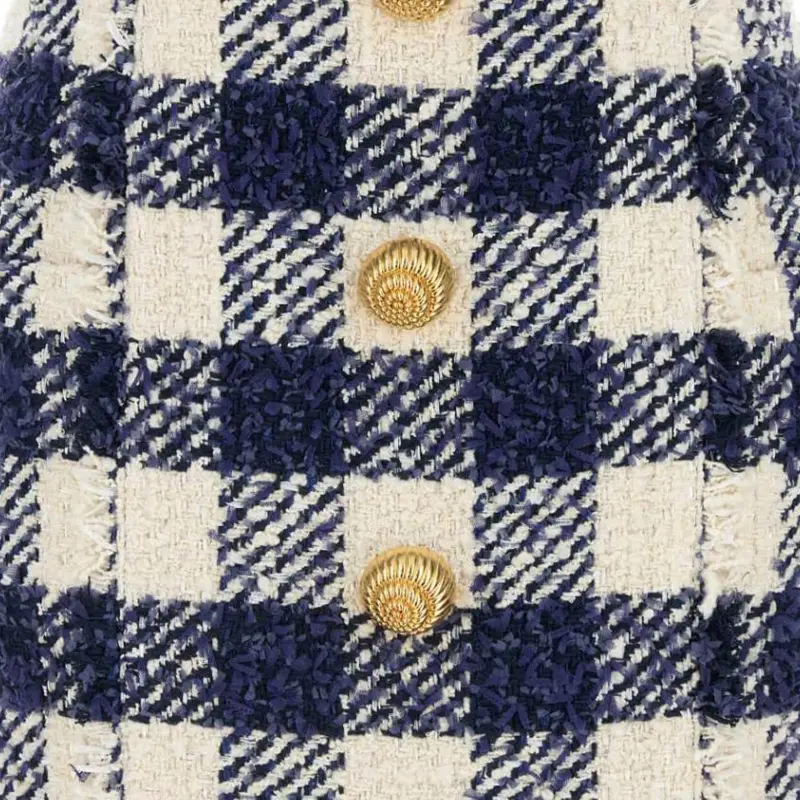 BALMAIN Button Embellished Tweed Short Skirt-2