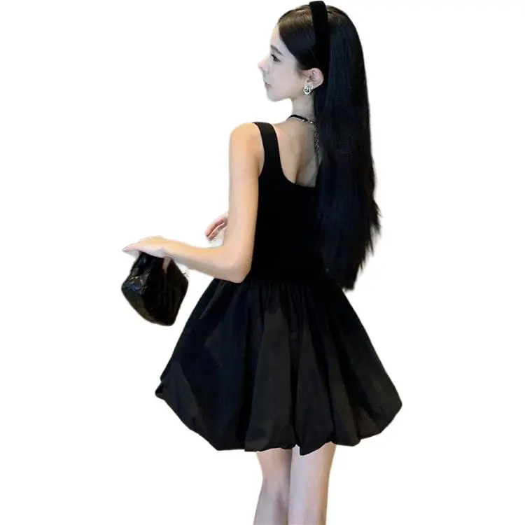 Mu Xiao Xin Slip Dresses Women's Black-1