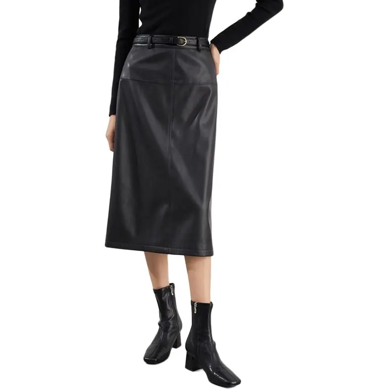 Mambe Leather Long Skirts Women's-5