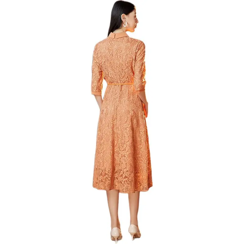 BBLLUUEE Short Sleeved Dress Women's Rimu Orange-1