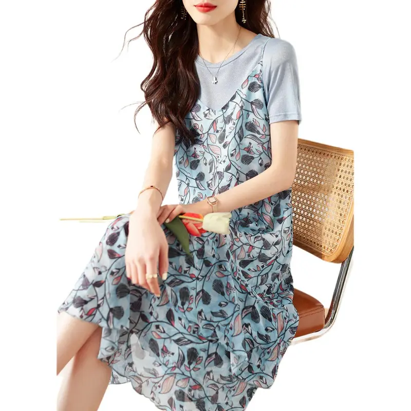 Mo Han Yi Mei Skirt Set Women's Set Blue-3