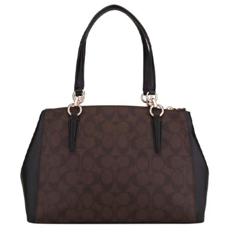 COACH Christie PVC With Skin Handbag Large Size Women's Dark Brown-3